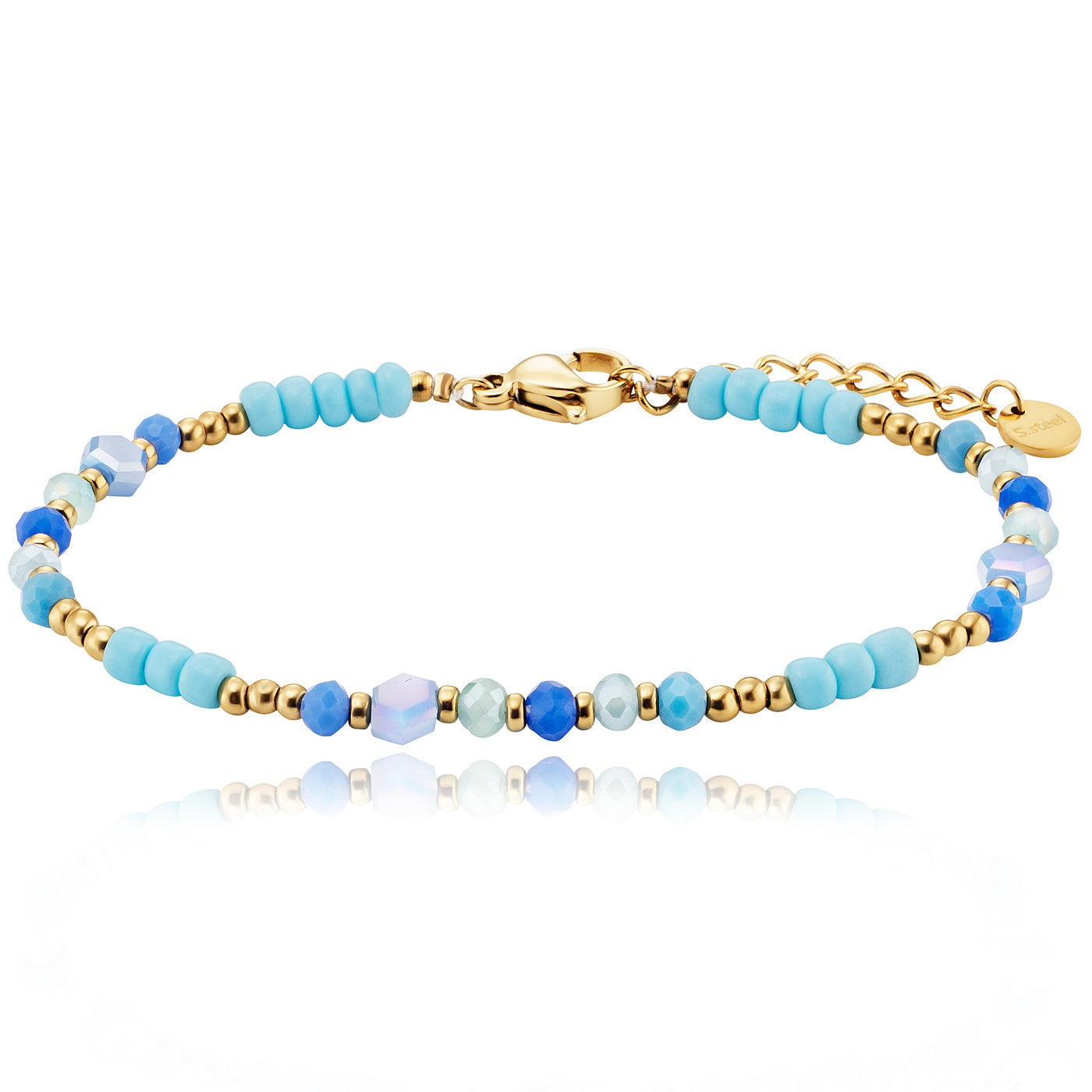 Julie Julsen KIDS Armband Edelstahl vergoldet mit blauen Glasperlen