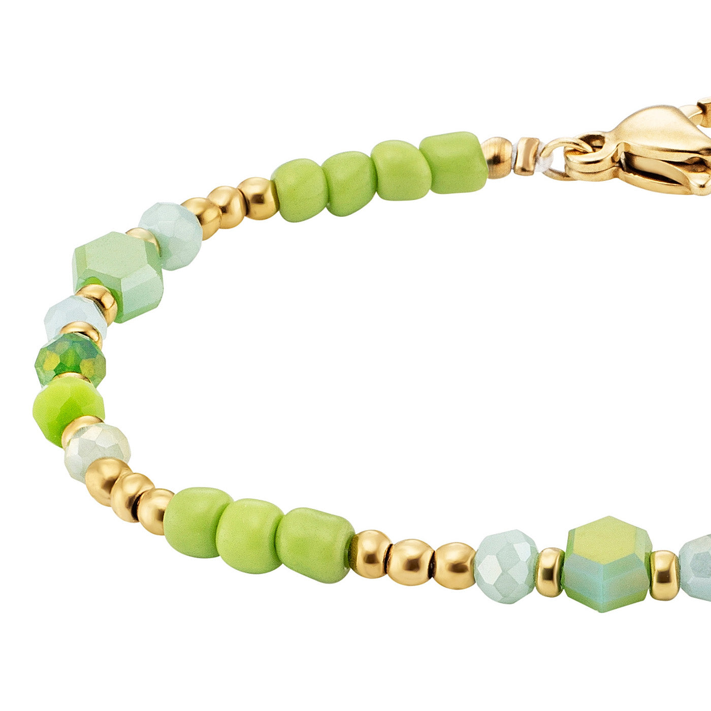 Julie Julsen KIDS Armband Edelstahl vergoldet mit grünen Glasperlen