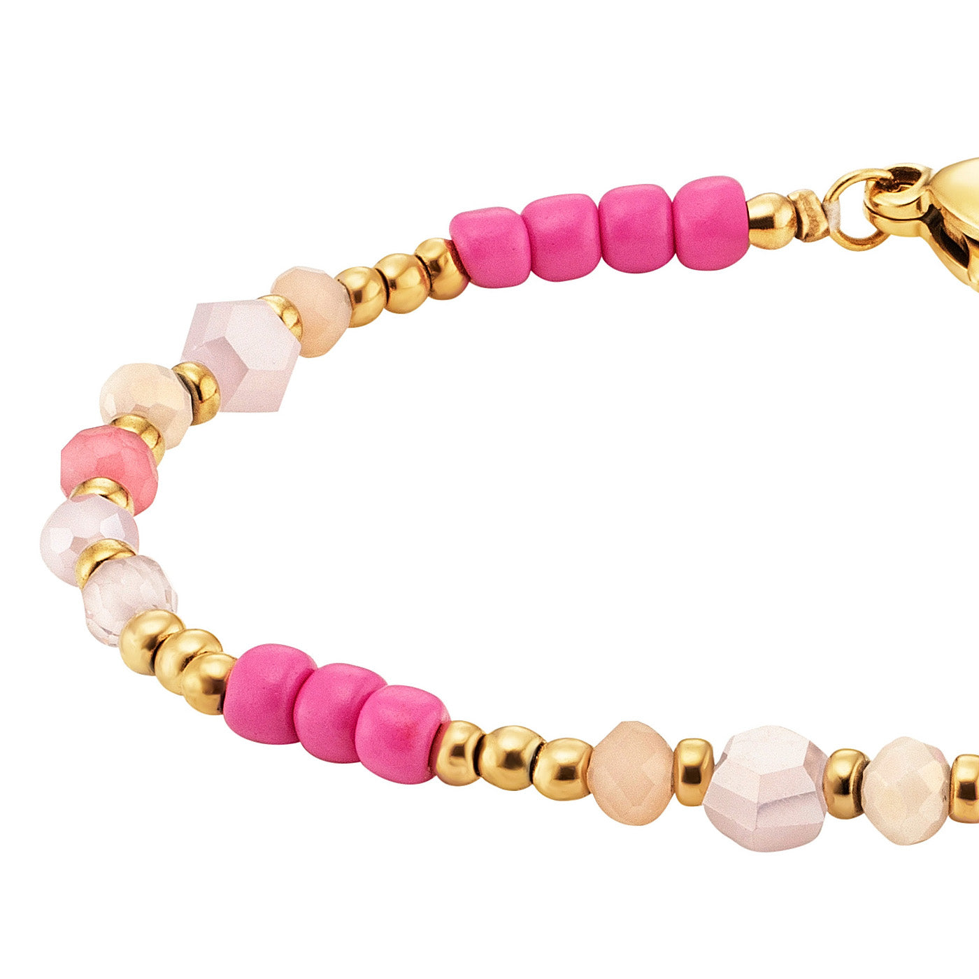 Julie Julsen KIDS Armband Edelstahl vergoldet mit pinken Glasperlen