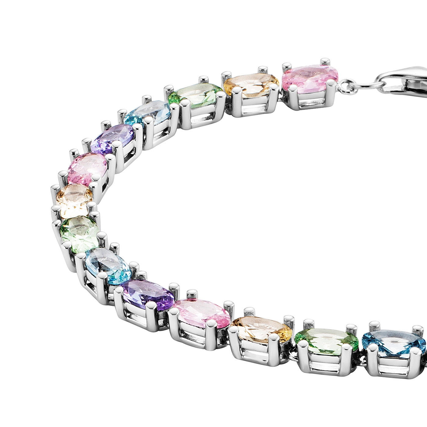 Julie Julsen Tennisarmband CRYSTAL LINE Silber rhodiniert mit 28 bunten Zirkonia