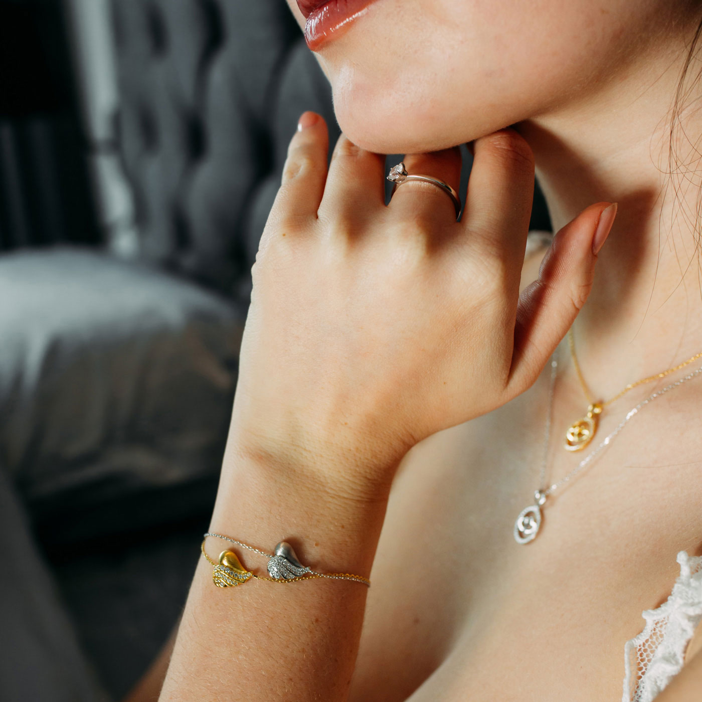 Julie Julsen Armband HEART Silber rhodiniert mit 19 weißen Zirkonia