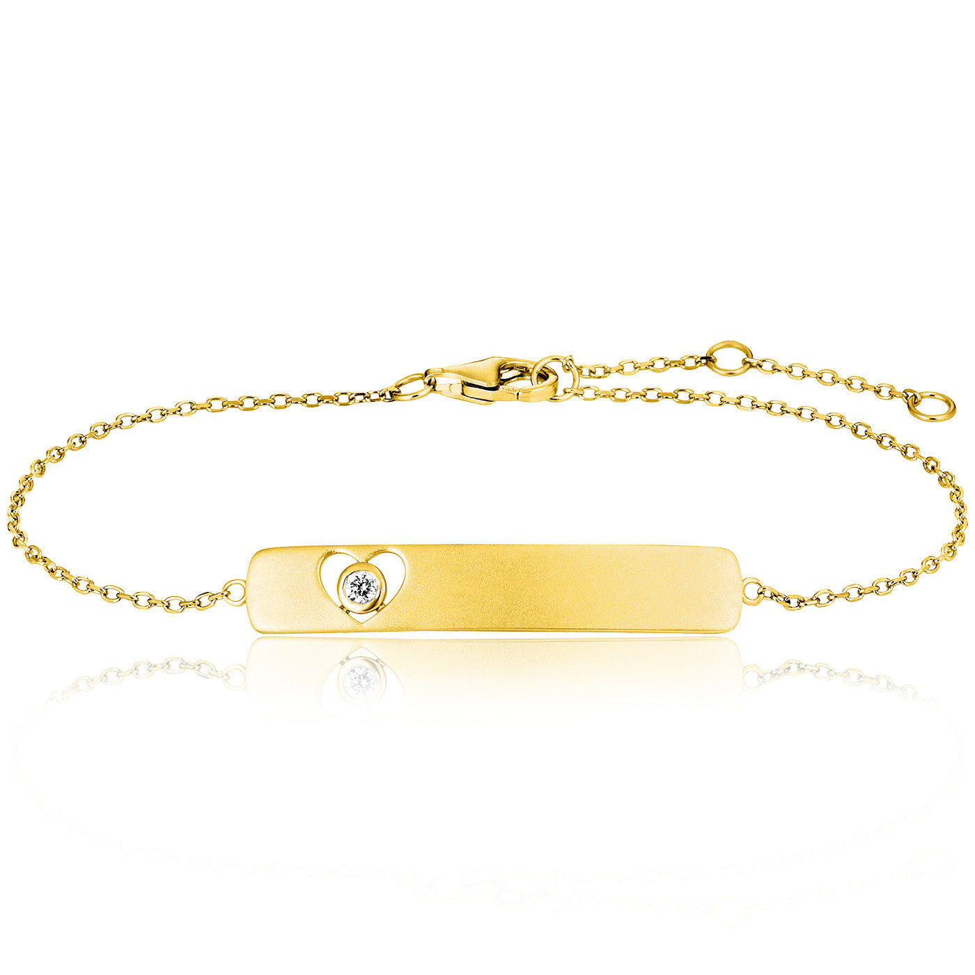 Julie Julsen Armband-ID Silber vergoldet mit 1 weißen Zirkonia