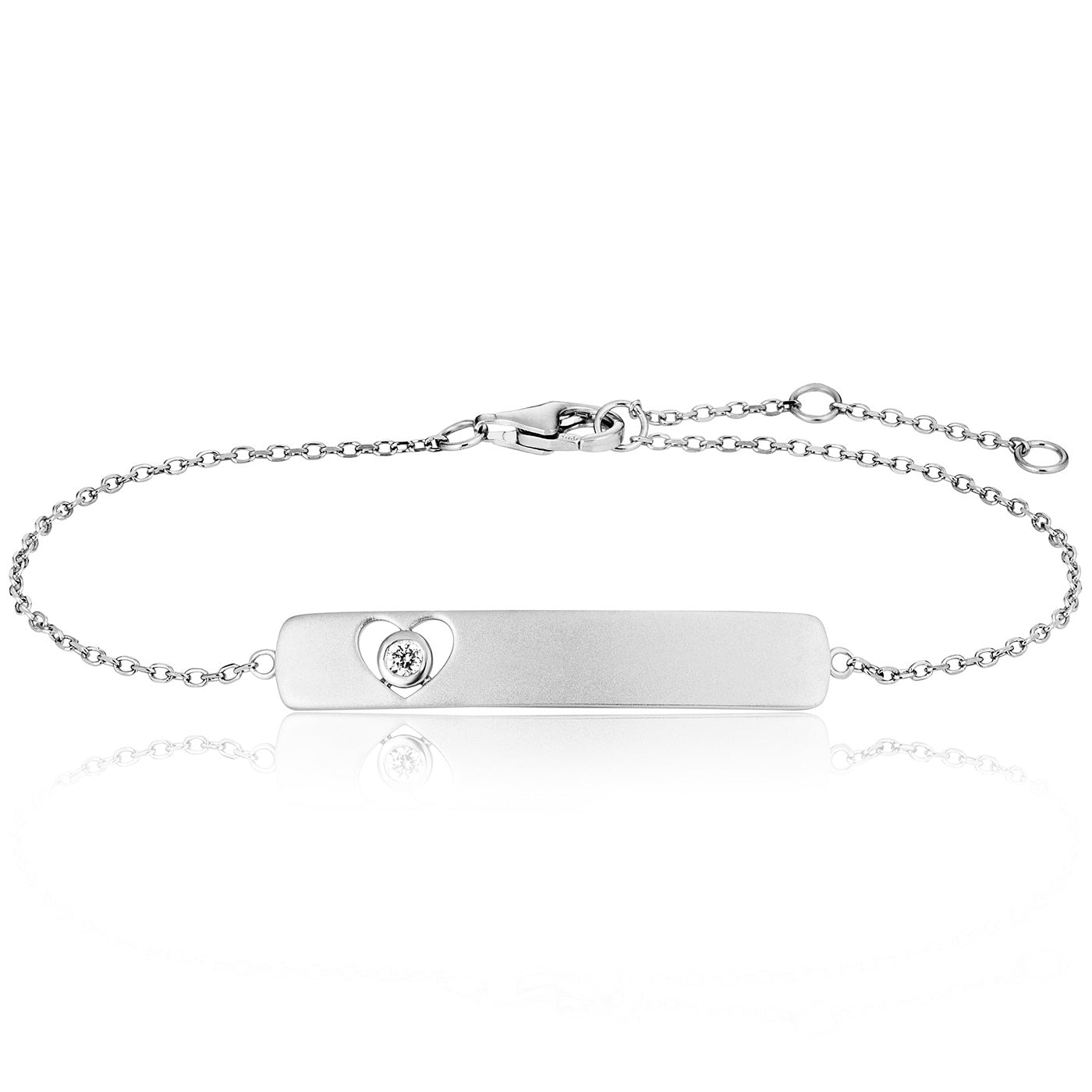 Julie Julsen Armband-ID Silber rhodiniert mit 1 weißen Zirkonia