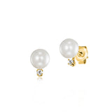 Julie Julsen Ohrstecker PEARL vergoldet mit 2 Zirkonia und 2 Süßwasserperlen