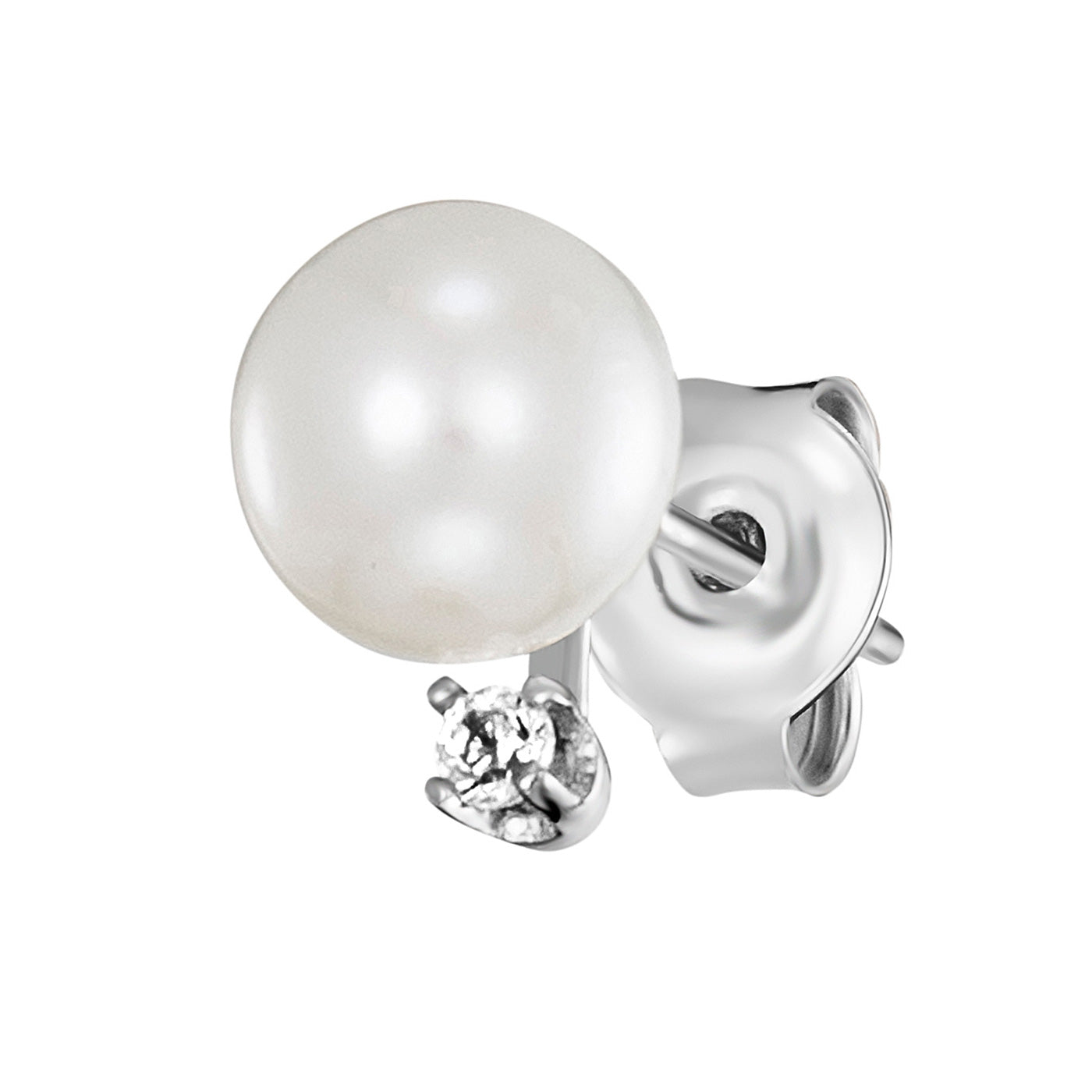 Julie Julsen Ohrstecker PEARL silber mit 2 Zirkonia und 2 Süßwasserperlen