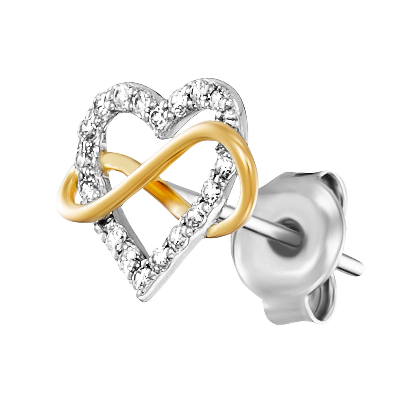 Julie Julsen Ohrstecker HEART INFINITY bicolor mit 36 Zirkonia