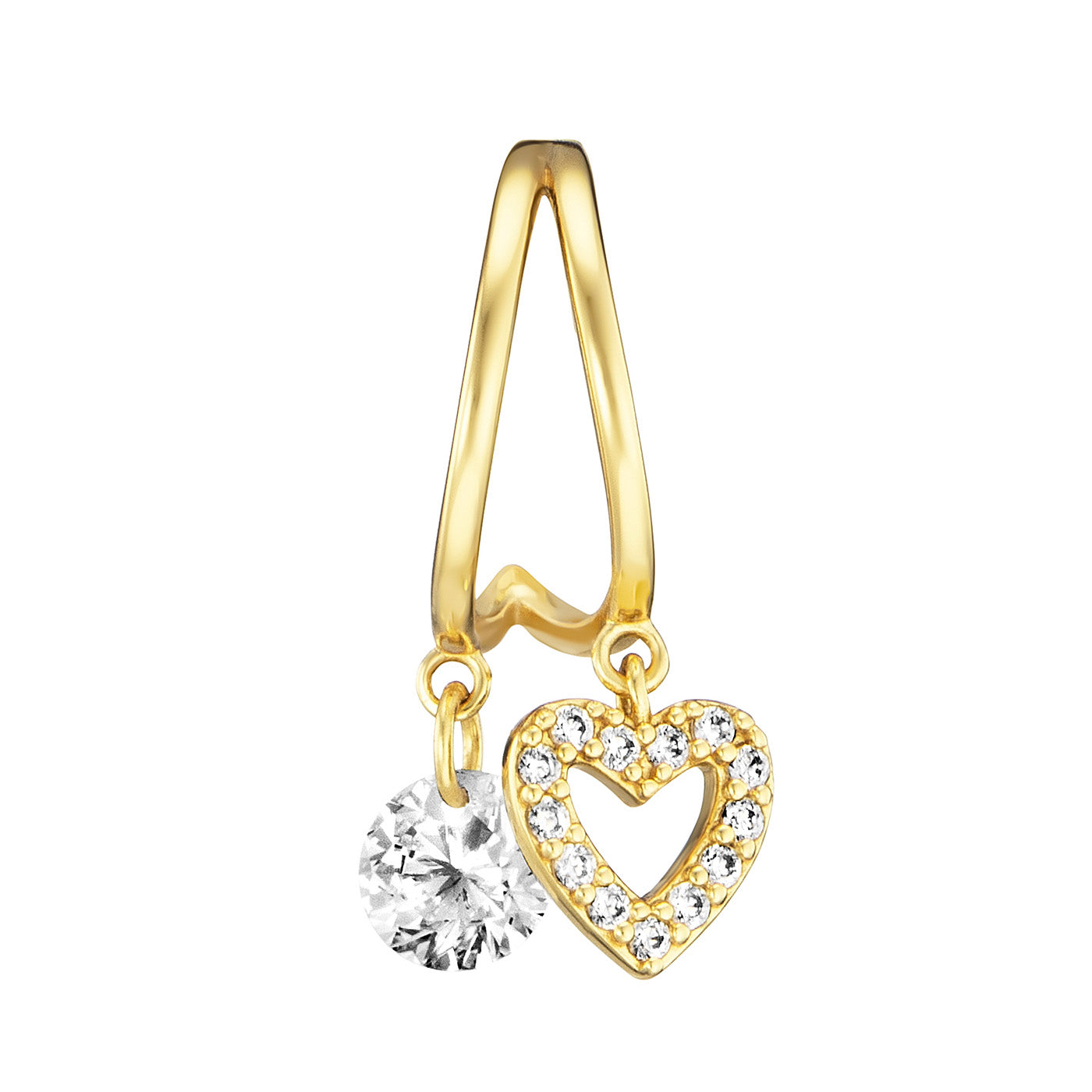 Julie Julsen Ohrstecker HEART Silber vergoldet mit 28 weißen Zirkonia