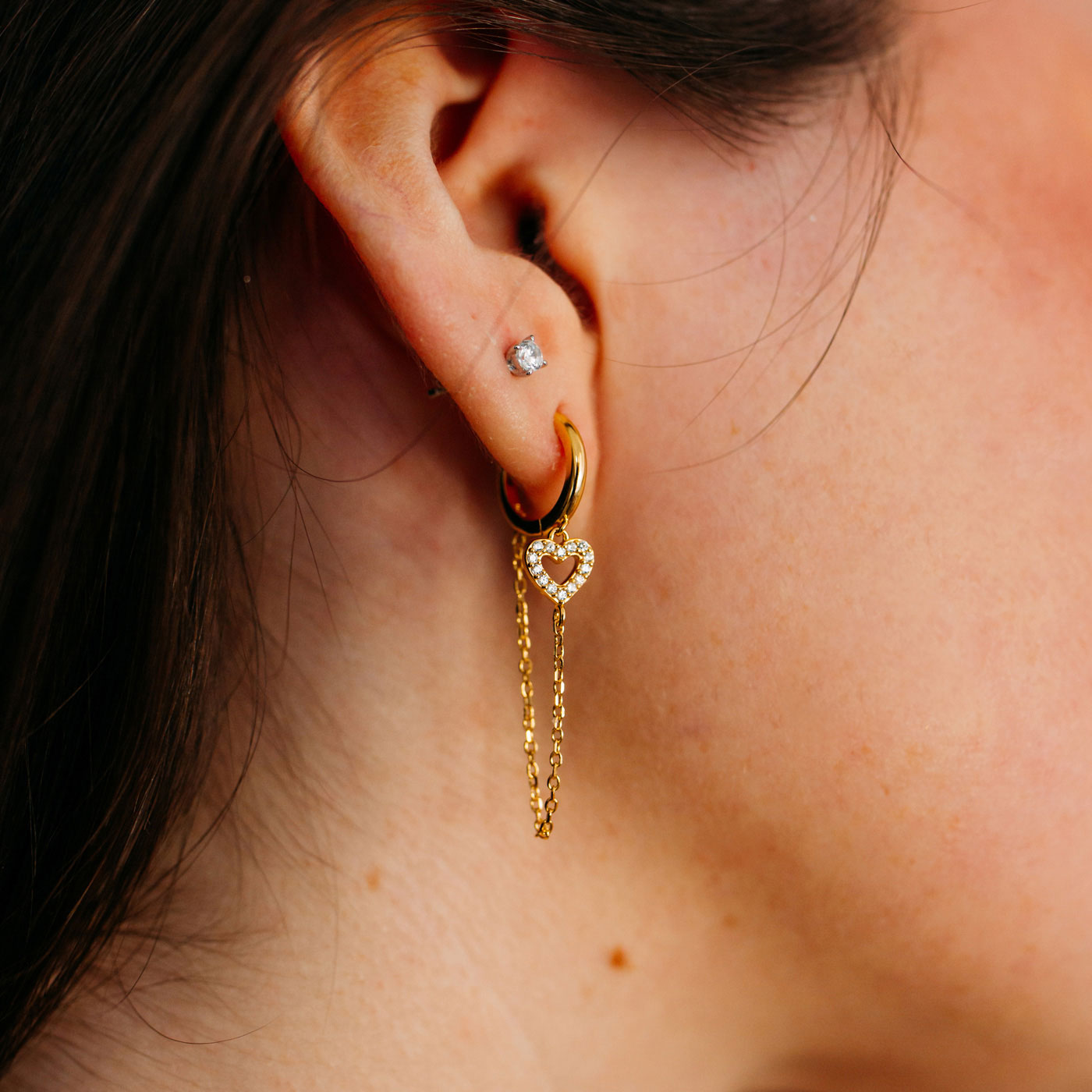 Julie Julsen Creole HEART Silber vergoldet mit 28 weißen Zirkonia