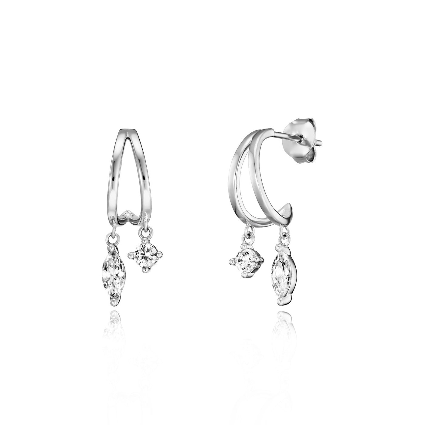 Julie Julsen Ohrstecker Silber rhodiniert mit 4 weißen Zirkonia