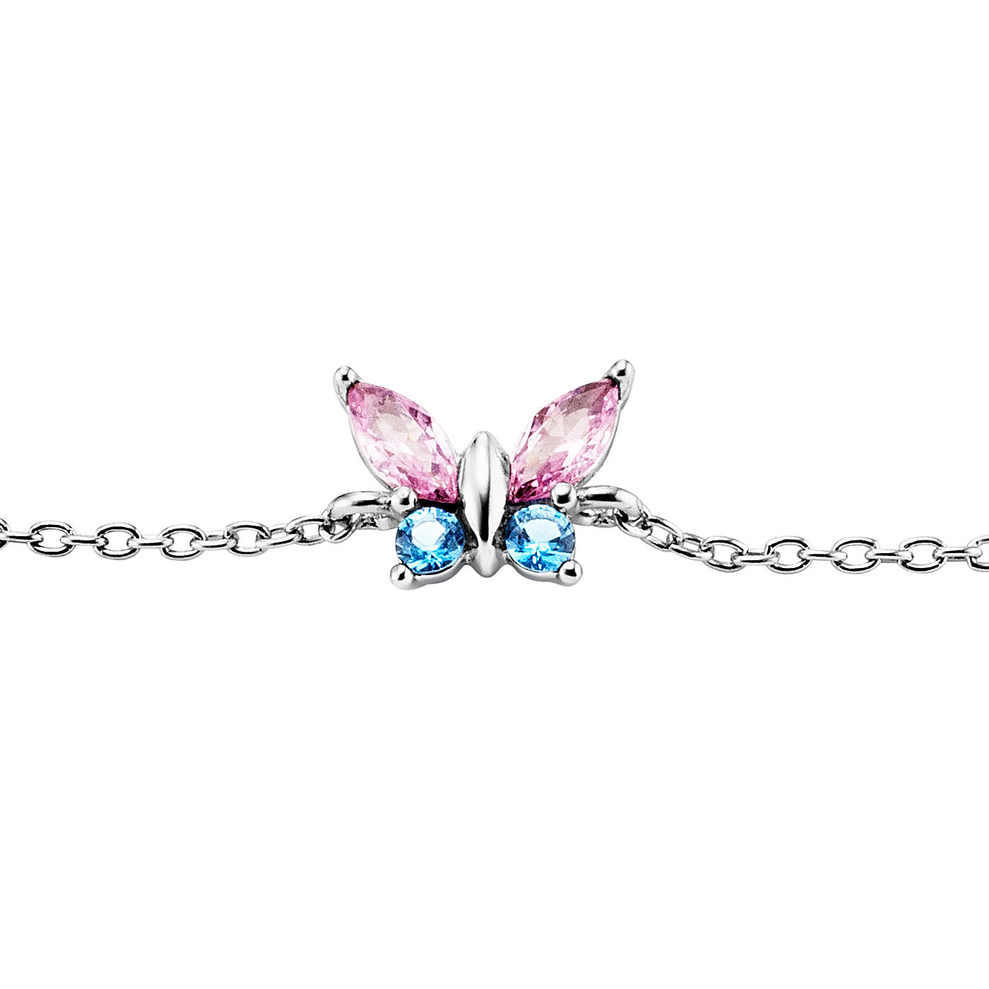 Julie Julsen KIDS Armband BUTTERFLY Silber rhodiniert mit 4 bunten Zirkonia