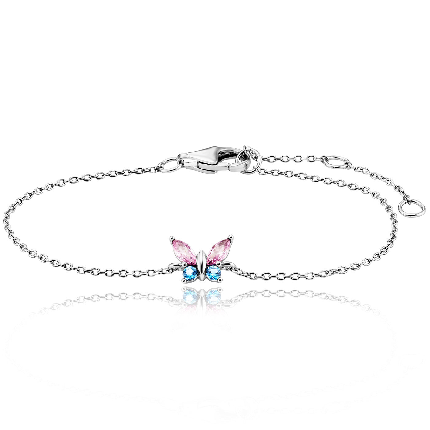 Julie Julsen KIDS Armband BUTTERFLY Silber rhodiniert mit 4 bunten Zirkonia