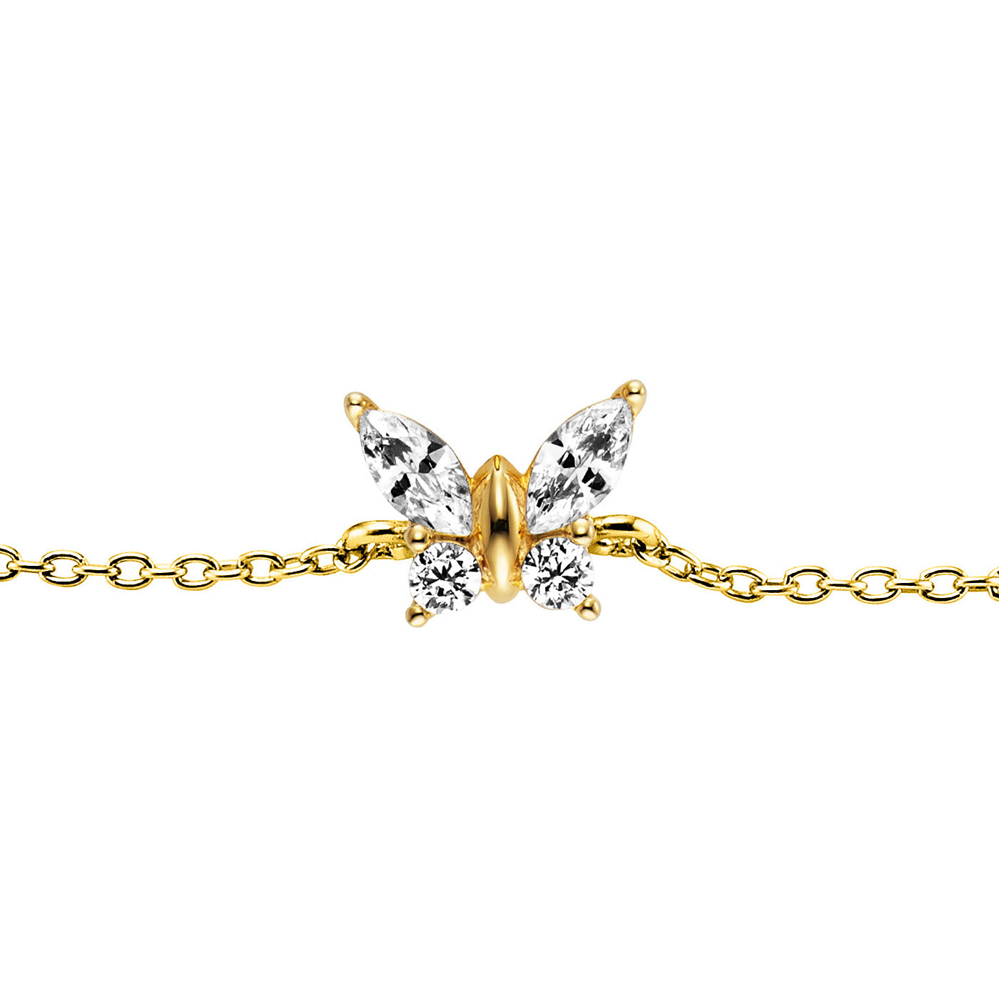 Julie Julsen KIDS Armband BUTTERFLY Silber vergoldet mit 4 weißen Zirkonia