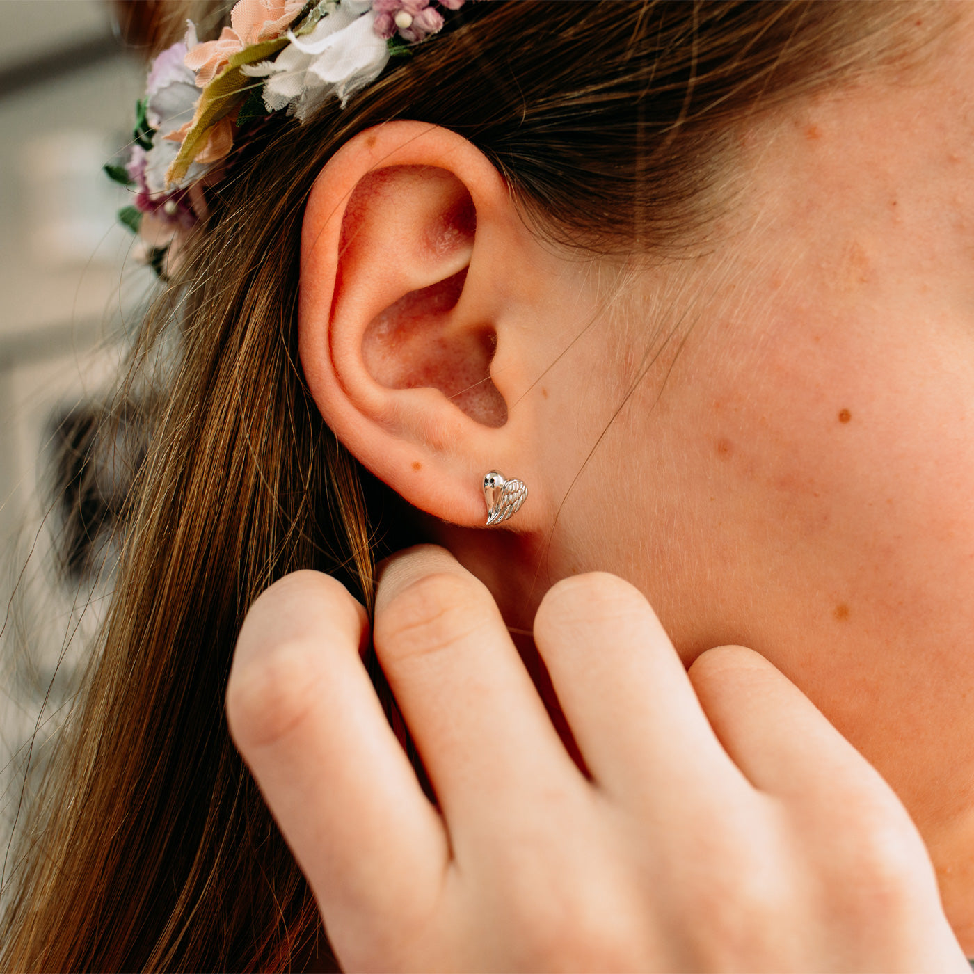 Julie Julsen KIDS Ohrstecker HEARTWING Silber rhodiniert