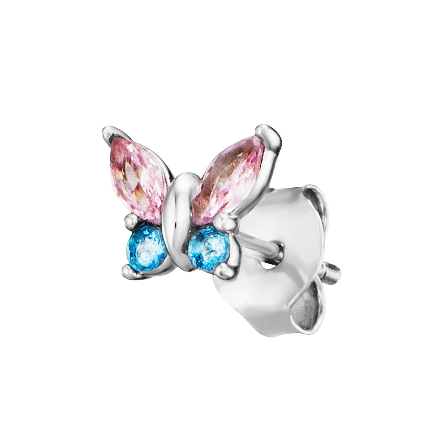 Julie Julsen KIDS Ohrstecker BUTTERFLY Silber rhodiniert mit 8 bunten Zirkonia