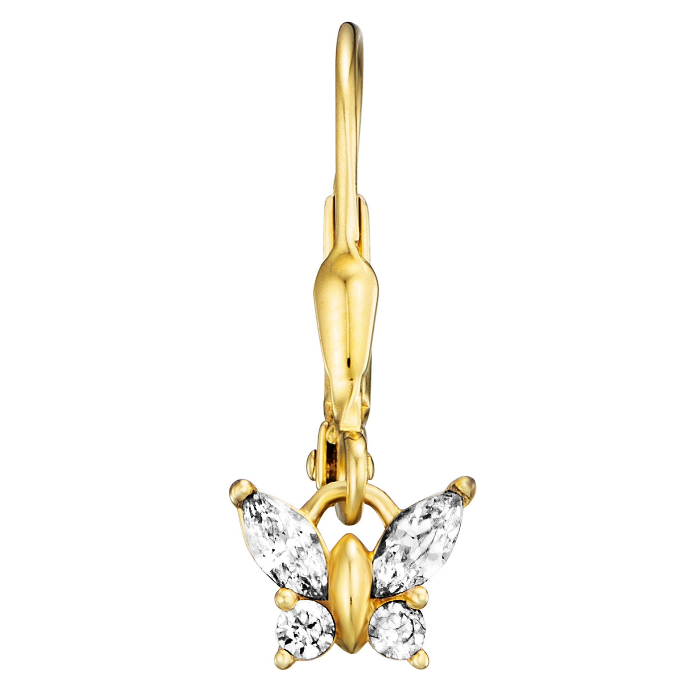 Julie Julsen KIDS Ohrhänger BUTTERFLY Silber vergoldet mit 8 weißen Zirkonia