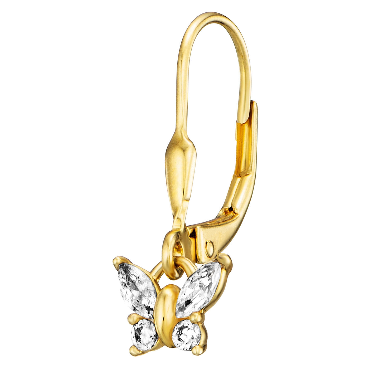 Julie Julsen KIDS Ohrhänger BUTTERFLY Silber vergoldet mit 8 weißen Zirkonia