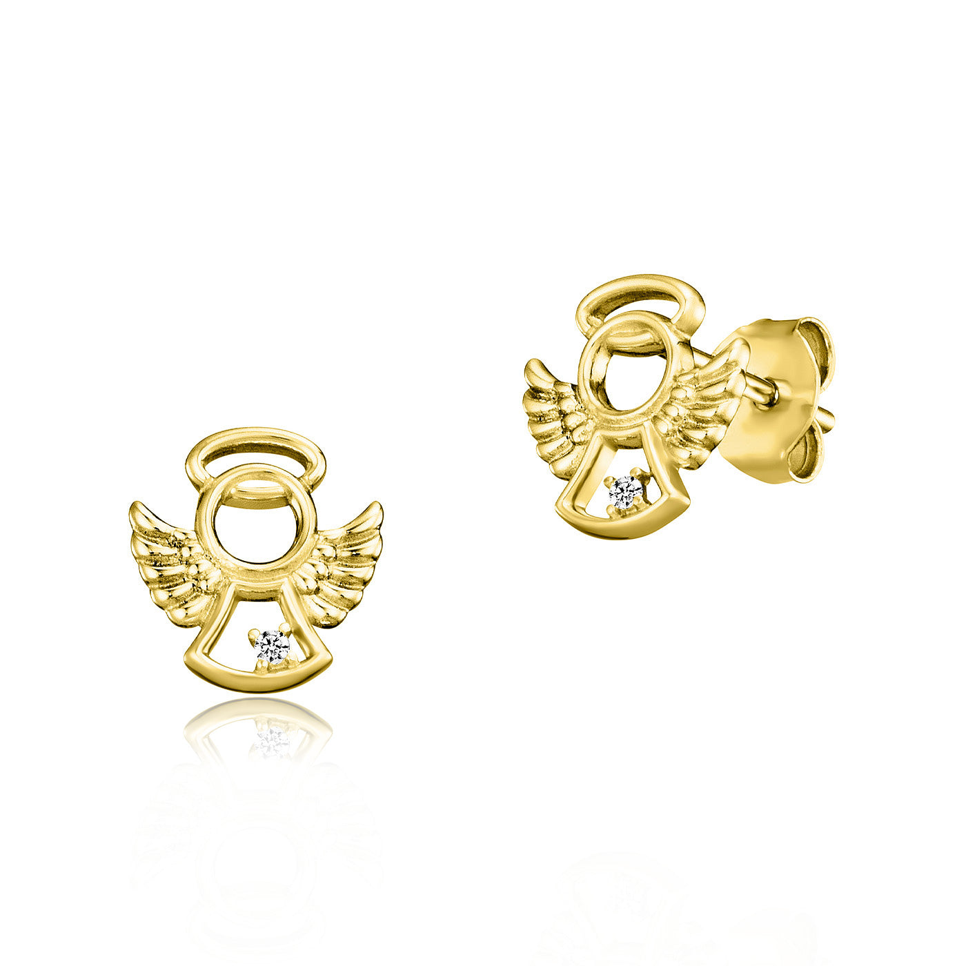 Julie Julsen KIDS Ohrstecker ANGEL Silber vergoldet mit 2 weißen Zirkonia