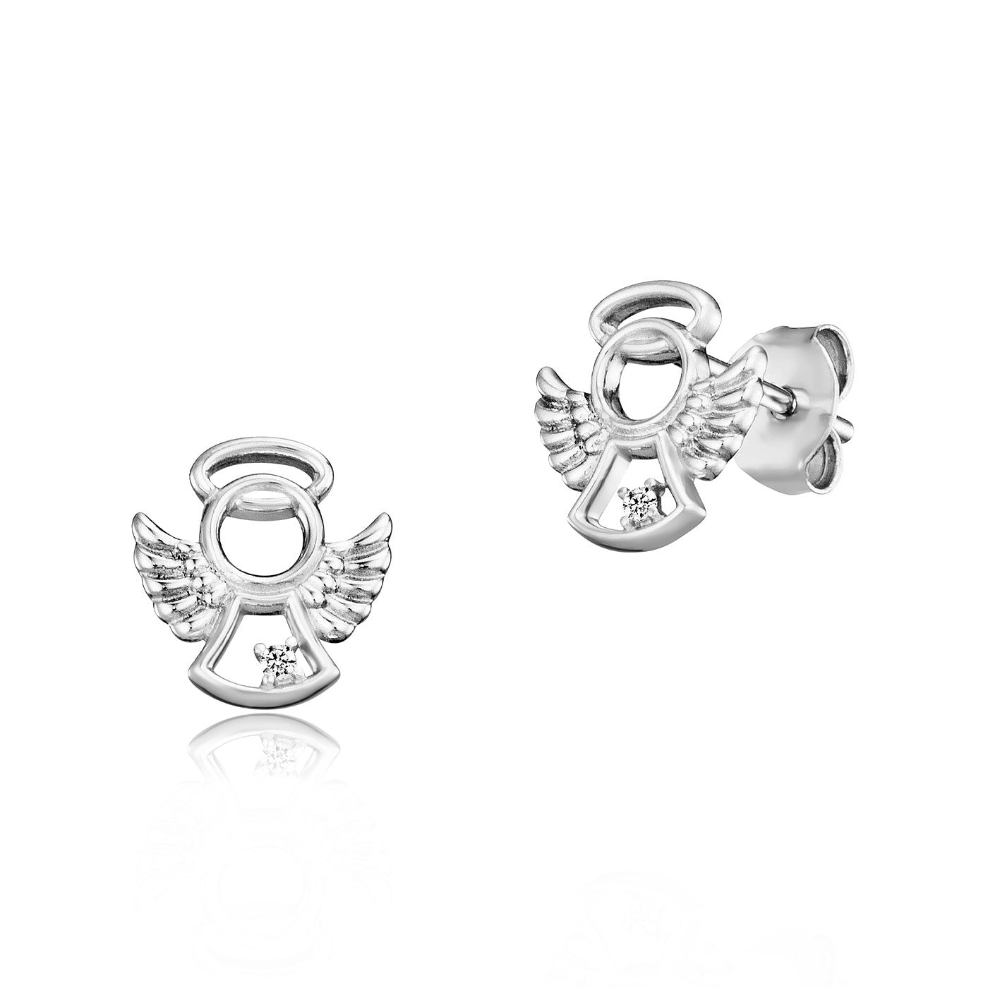 Julie Julsen KIDS Ohrstecker ANGEL Silber rhodiniert mit 2 weißen Zirkonia