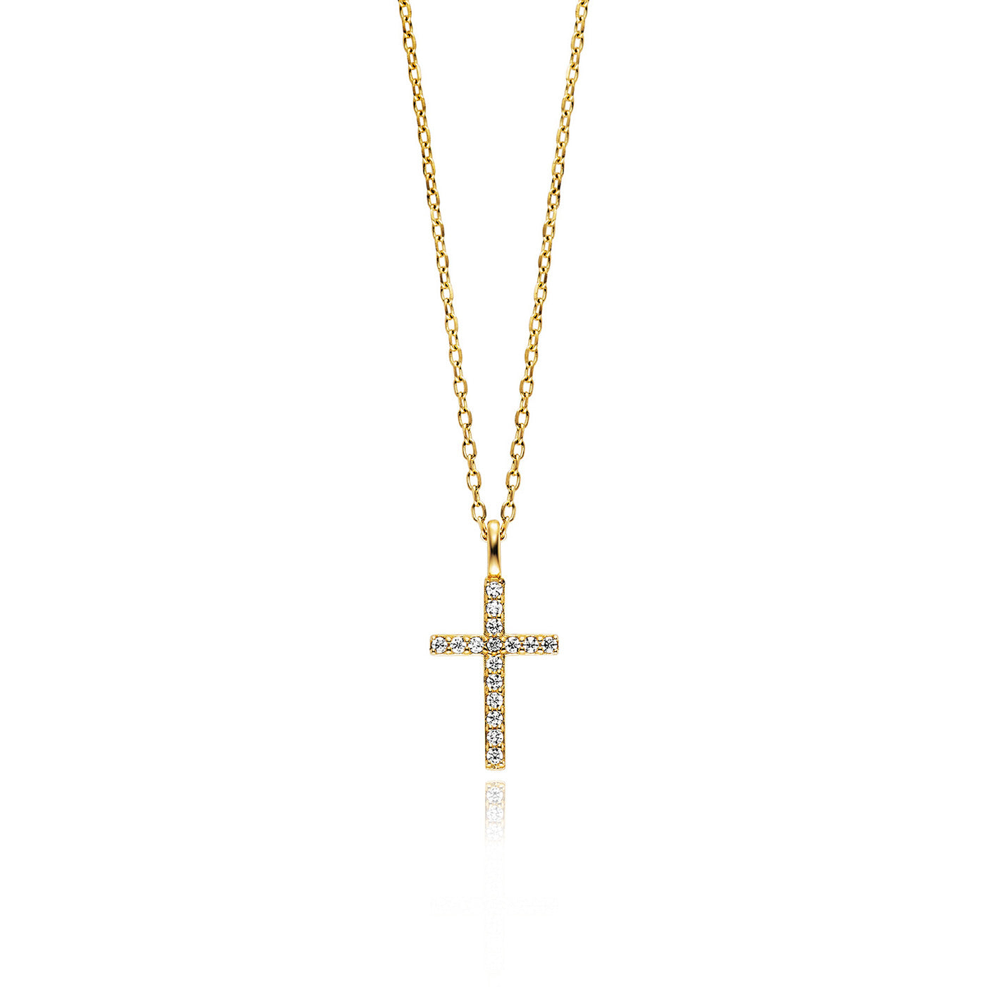Julie Julsen KIDS Kette mit Anhänger SPARKLING CROSS Silber vergoldet