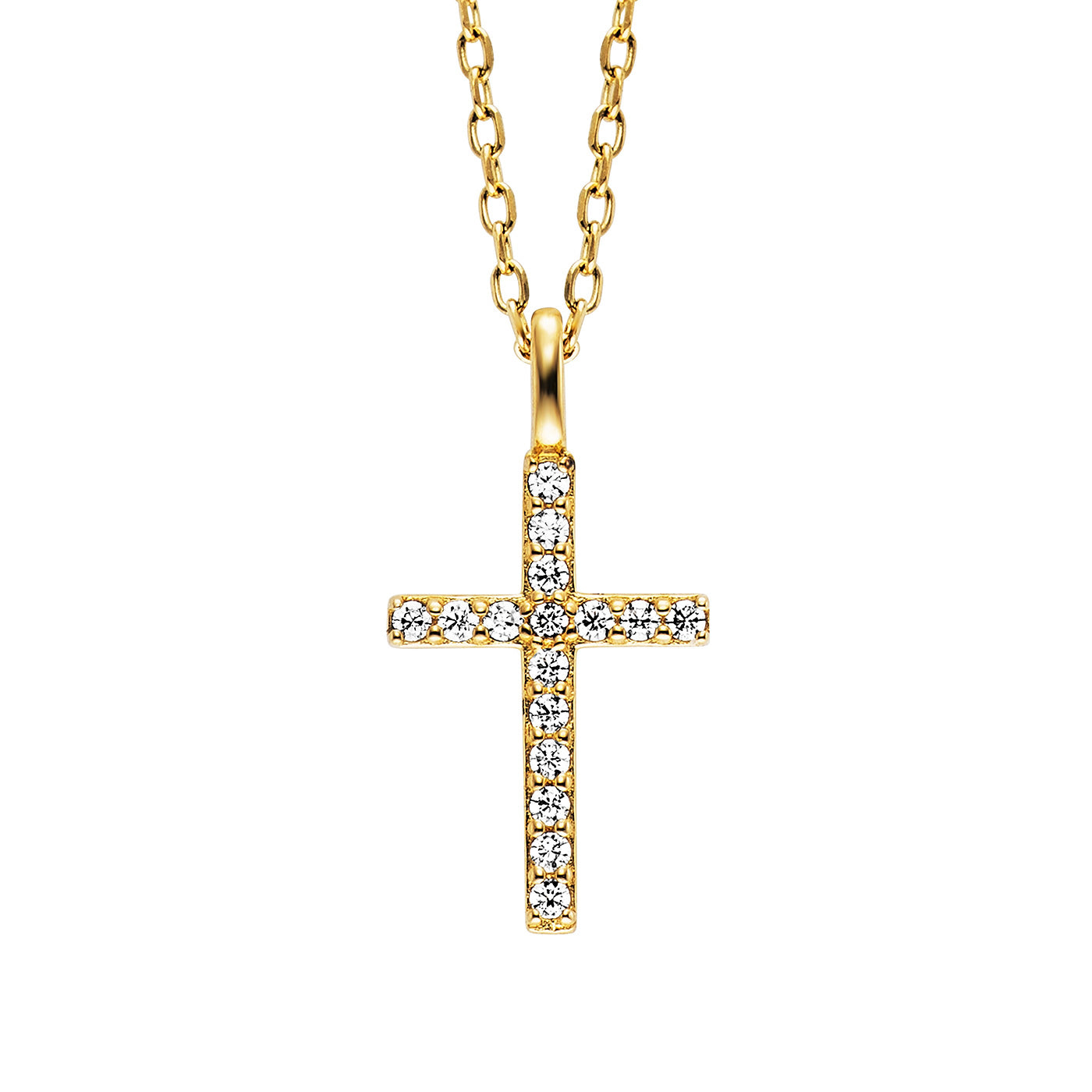 Julie Julsen KIDS Kette mit Anhänger SPARKLING CROSS Silber vergoldet
