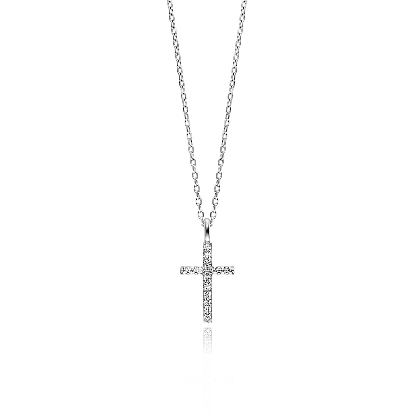 Julie Julsen KIDS Kette mit Anhänger SPARKLING CROSS Silber rhodiniert