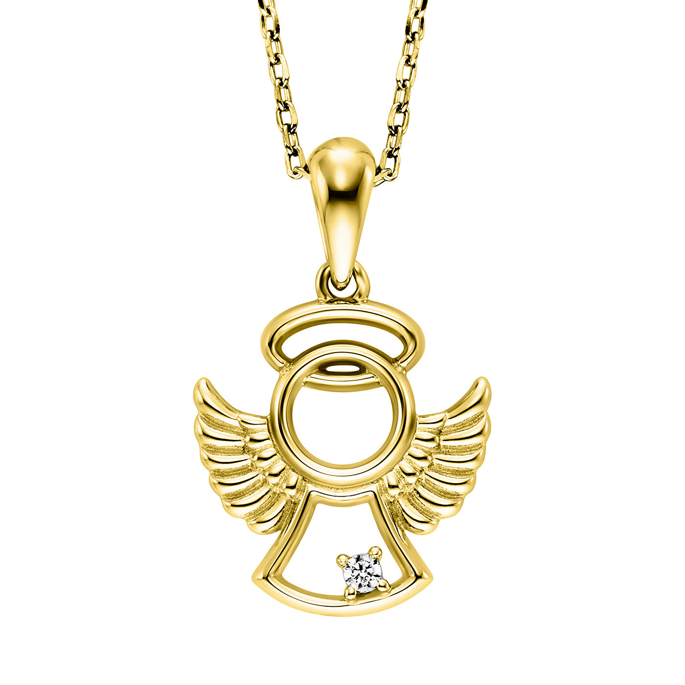 Julie Julsen KIDS Kette mit Anhänger ANGEL Silber vergoldet mit 1 weißen Zirkonia