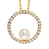 Julie Julsen Kette mit Anhänger PEARL vergoldet mit 32 Zirkonia und 1 Süßwasserperlen
