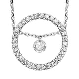Julie Julsen Kette mit Anhänger MOVING STONE silber mit 32 Zirkonia und 1 weißen Topas