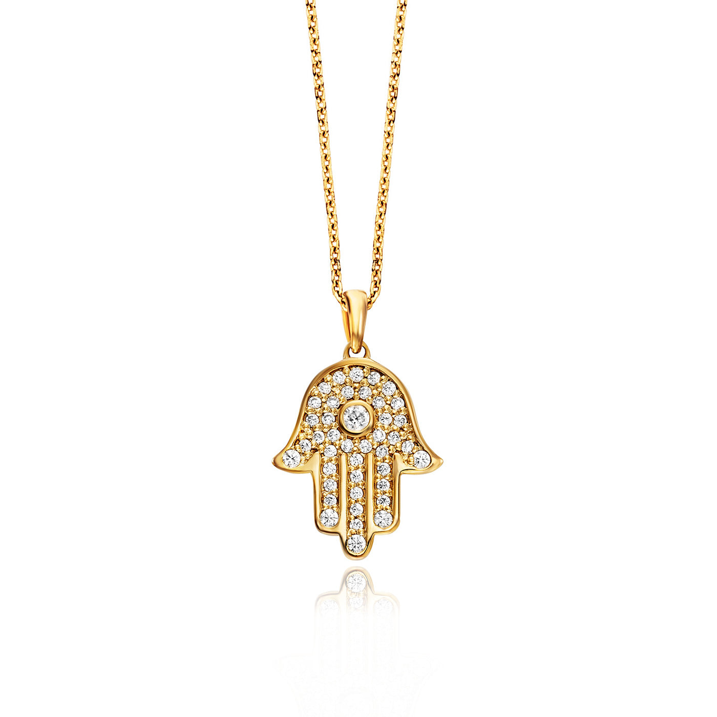 Julie Julsen Kette mit Anhänger FATIMAS HAND vergoldet mit 43 Zirkonia