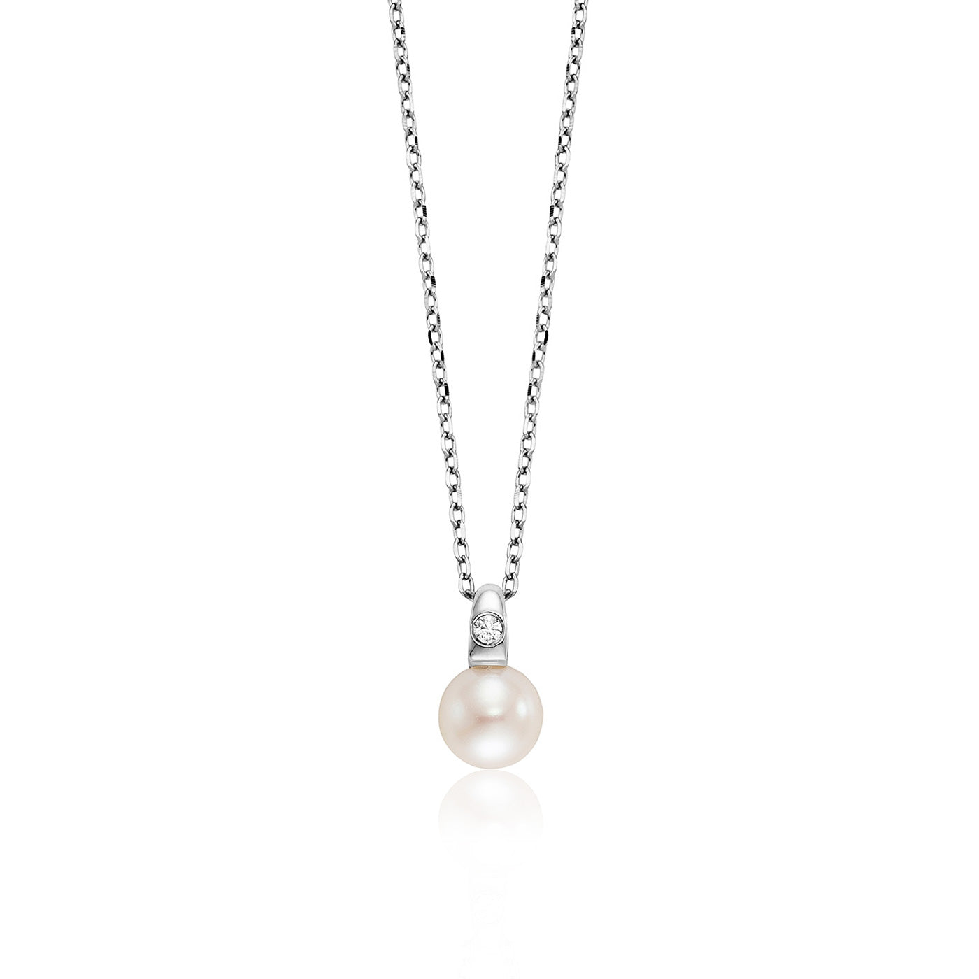 Julie Julsen Kette mit Anhänger PEARL silber mit 1 Zirkonia 1 Süßwasserperlen