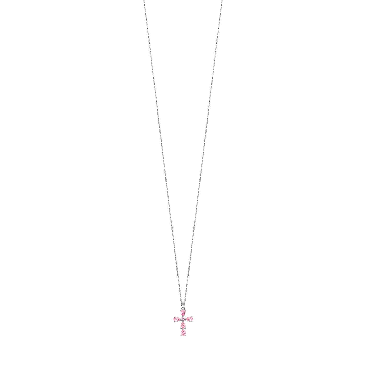 Julie Julsen Kette mit Anhänger KREUZ silber mit 6 rosa Zirkonia