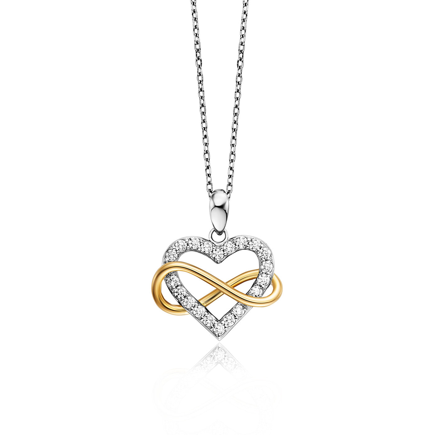 Julie Julsen Kette mit Anhänger HEART INFINITY bicolor mit 20 Zirkonia