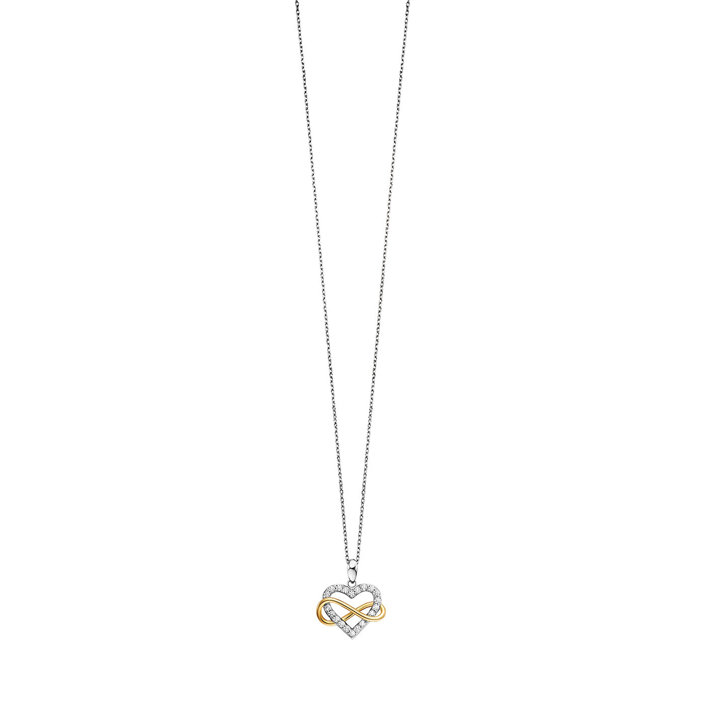 Julie Julsen Kette mit Anhänger HEART INFINITY bicolor mit 20 Zirkonia