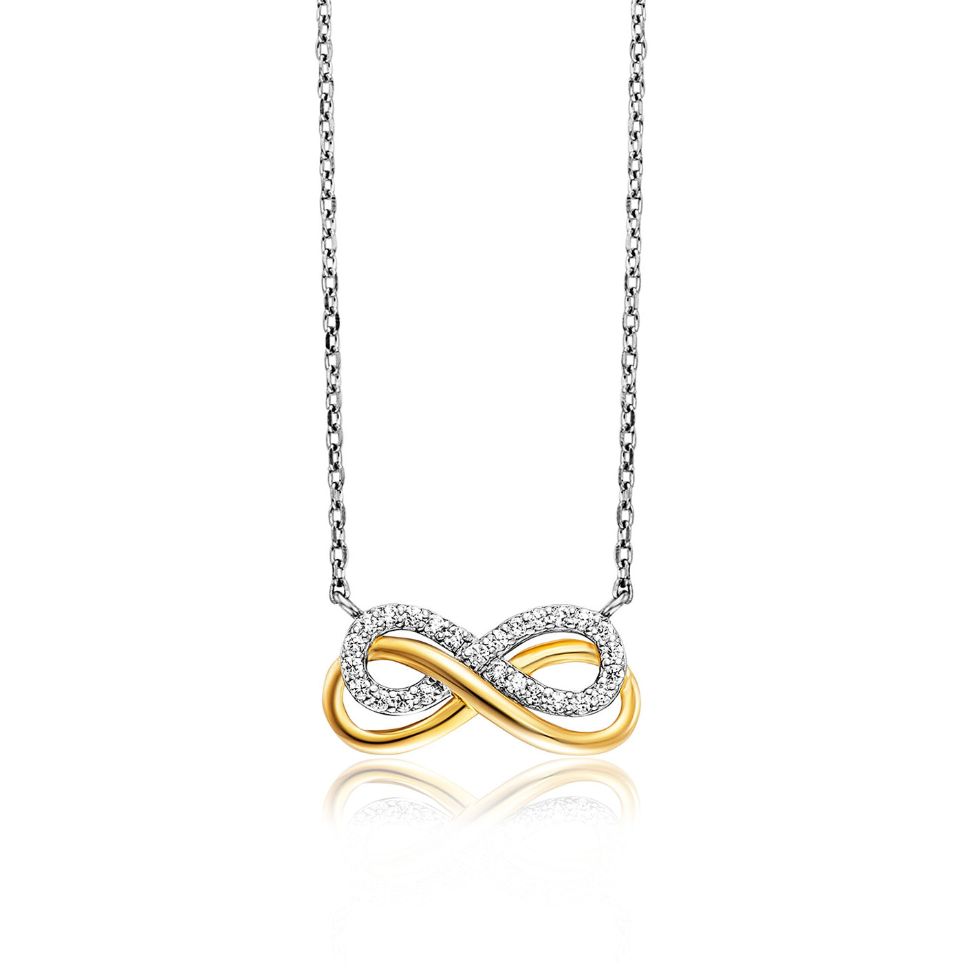 Julie Julsen Kette mit Anhänger INFINITY bicolor mit 26 Zirkonia