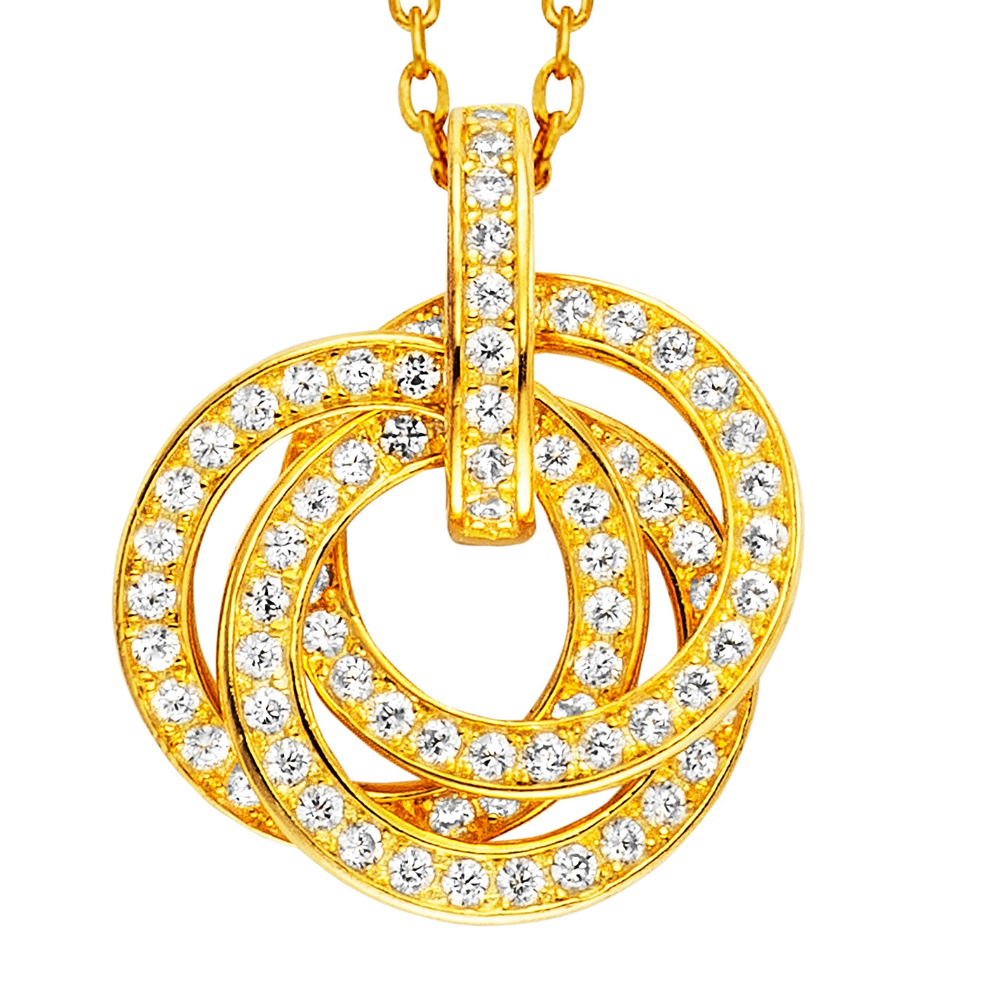 Julie Julsen Kette mit Anhänger 3 RINGS vergoldet mit 87 Zirkonia