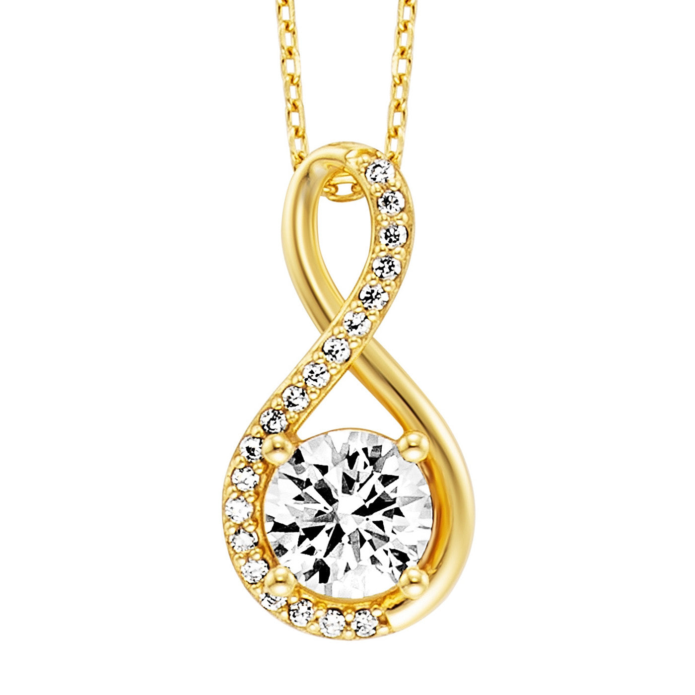 Julie Julsen Kette mit Anhänger INFINITY Silber vergoldet mit 20 weißen Zirkonia