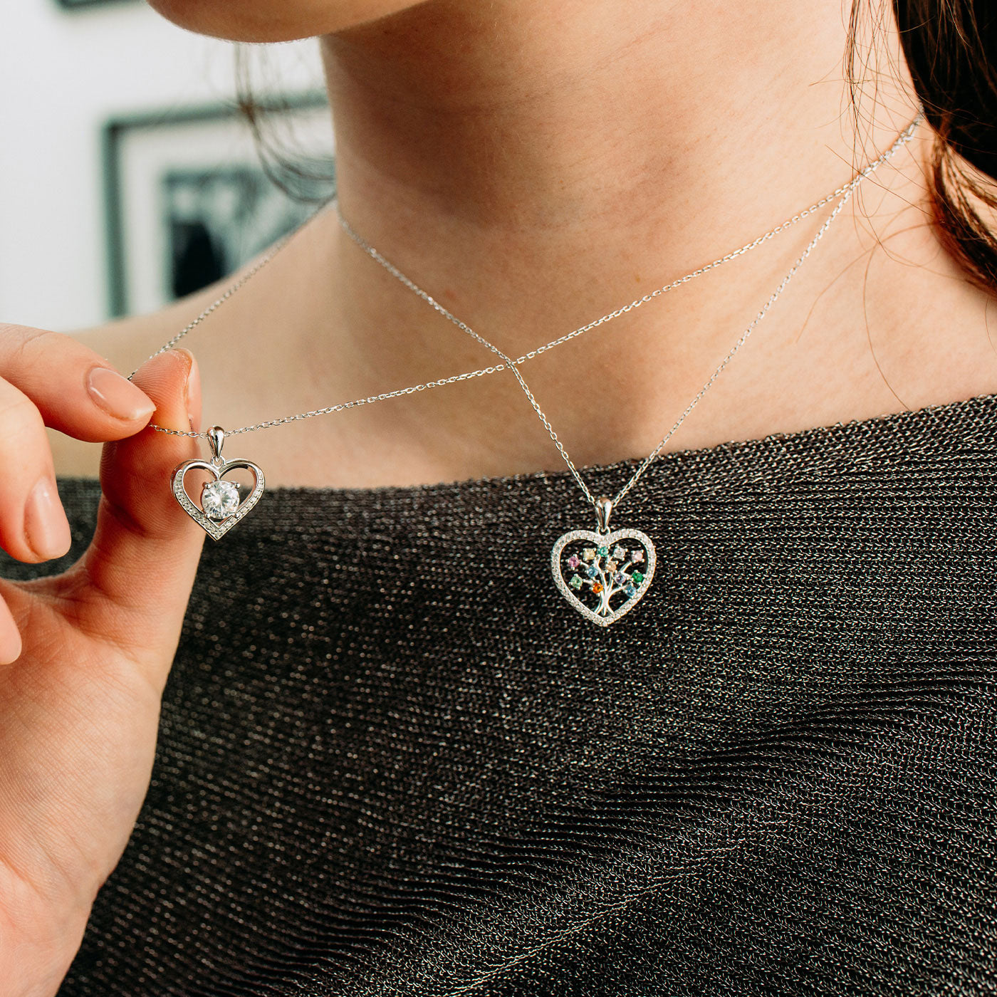 Julie Julsen Kette mit Anhänger HEARTTREE Silber rhodiniert mit 52 bunten Zirkonia