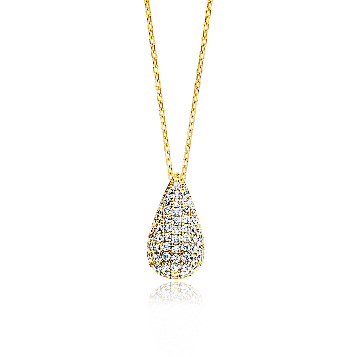 Julie Julsen Kette mit Anhänger CRYSTAL DROP Silber vergoldet mit 77 weißen Zirkonia