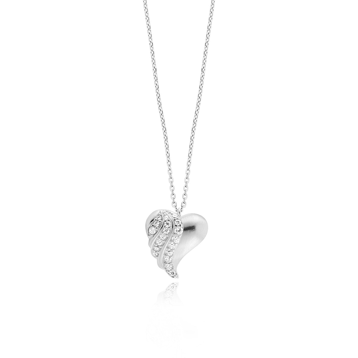 Julie Julsen Kette mit Anhänger HEART Silber rhodiniert mit 19 weißen Zirkonia