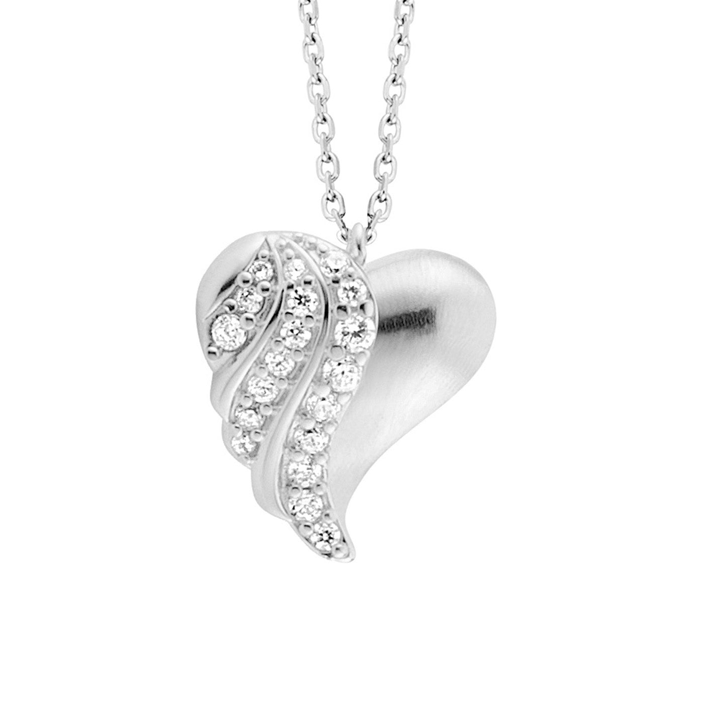 Julie Julsen Kette mit Anhänger HEART Silber rhodiniert mit 19 weißen Zirkonia