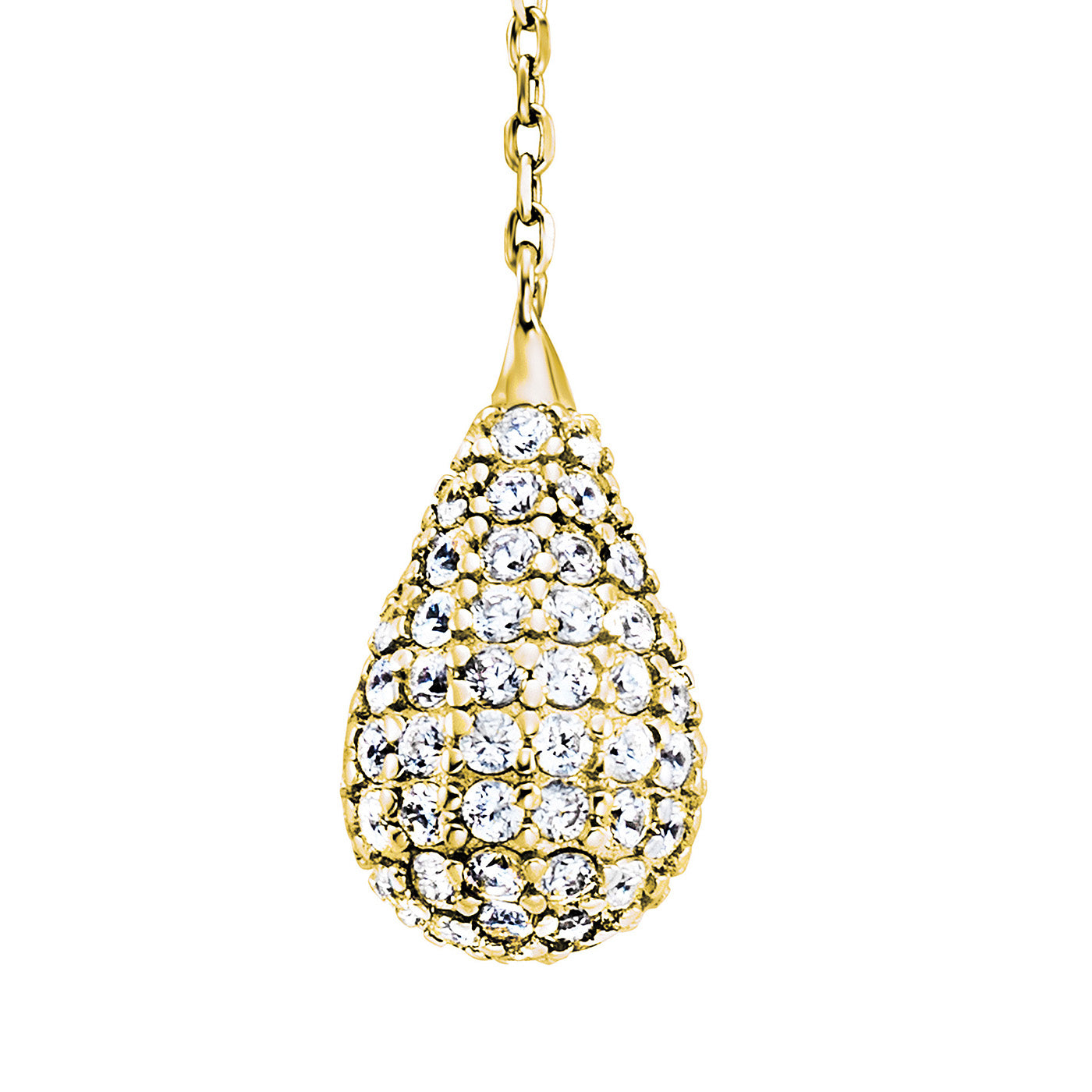 Julie Julsen Kette mit Anhänger HANGING CRYSTAL DROP Silber vergoldet mit 95 weißen Zirkonia