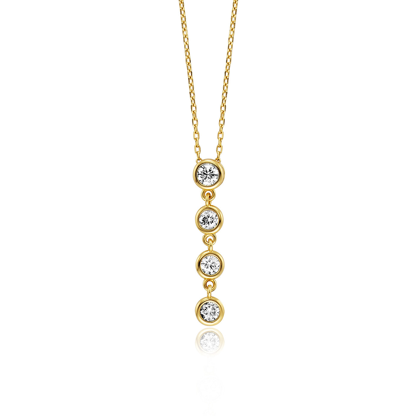 Julie Julsen Kette mit Anhänger Silber vergoldet mit 4 weißen Zirkonia