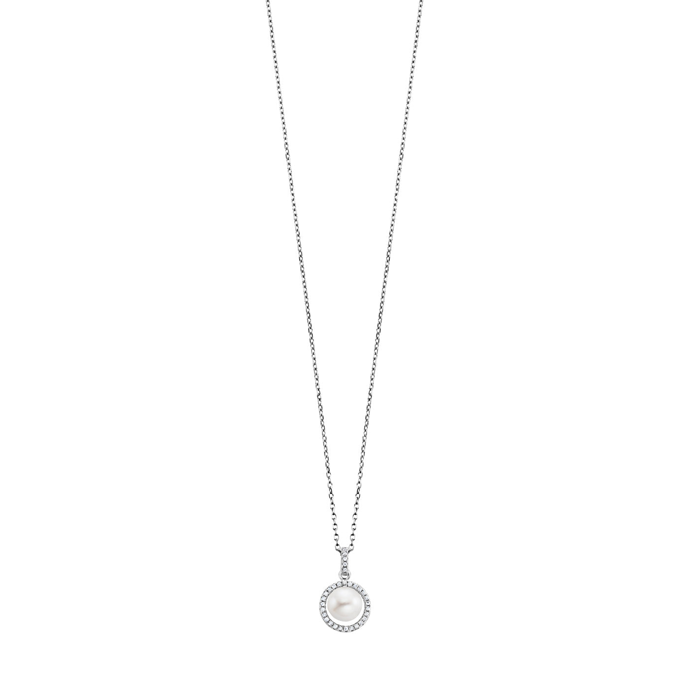 Julie Julsen Kette mit Anhänger CIRCLE PEARL silber mit 30 weiße Zirkonia
