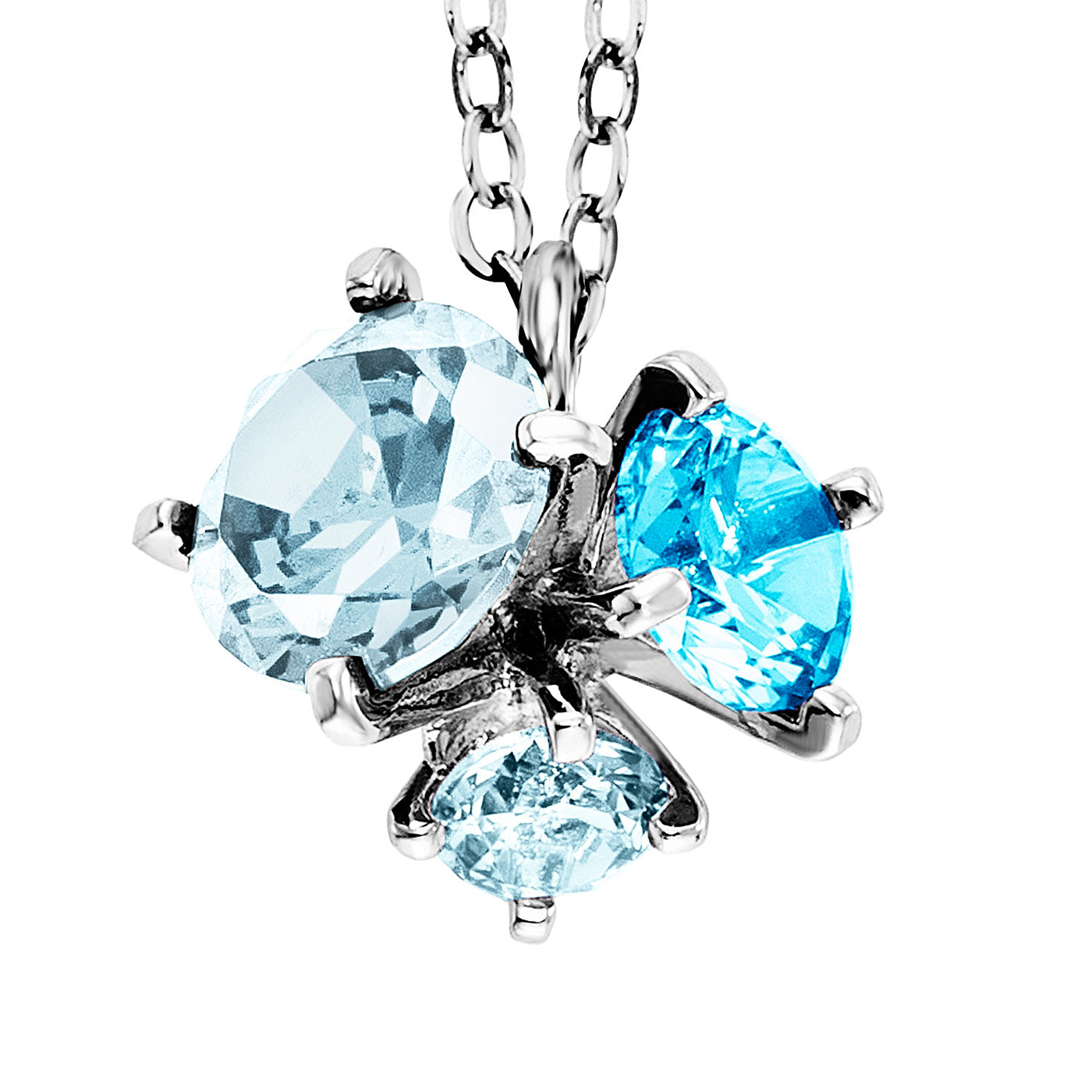 Julie Julsen Kette mit Anhänger silber mit 2 hellblauen Spinell und 1 blauer Topas