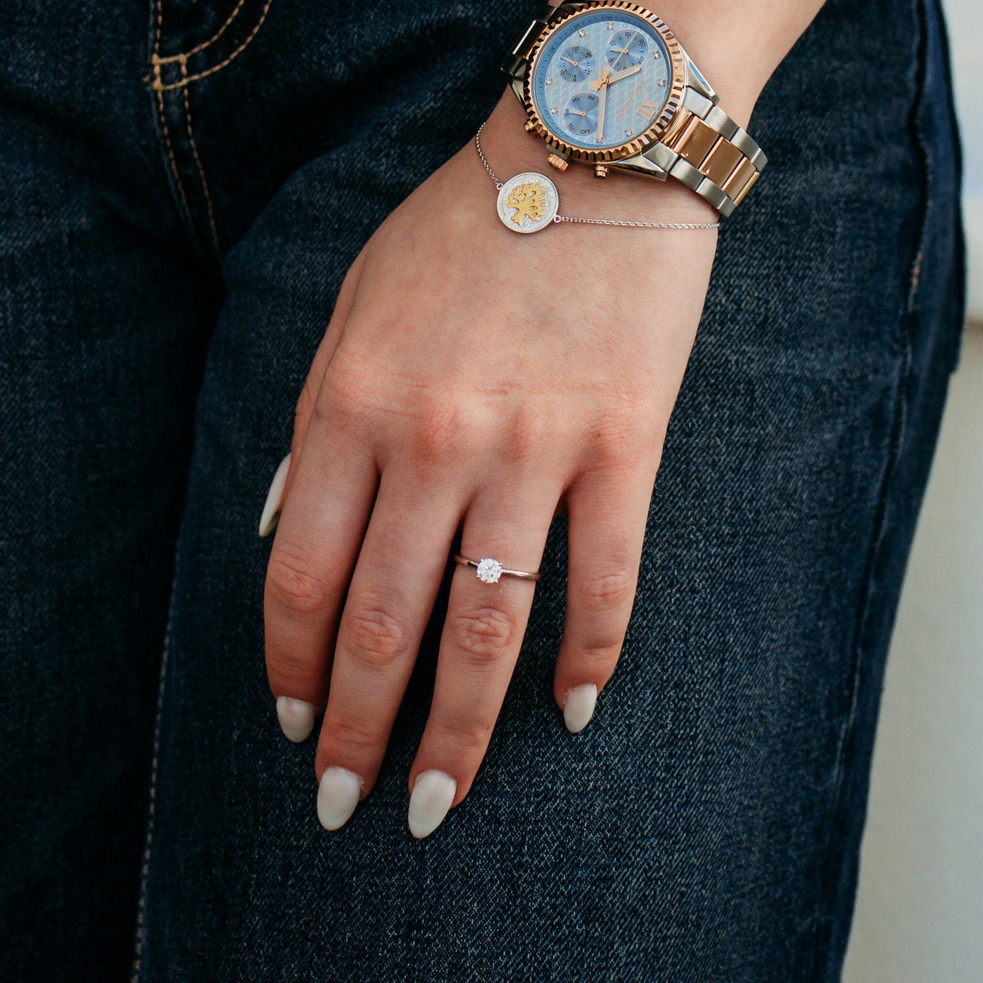 Julie Julsen Ring ROUND silber mit 1 Zirkonia