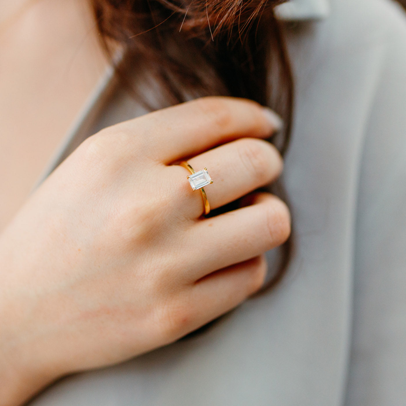 Julie Julsen Ring RECTANGLE vergoldet mit 1 Zirkonia