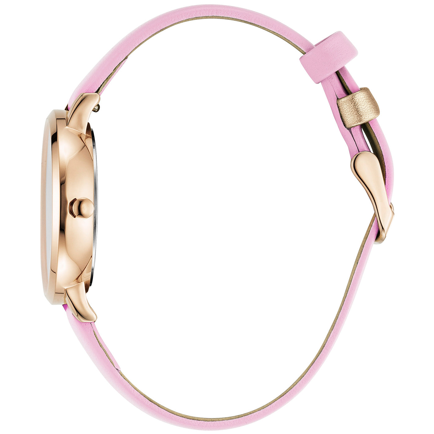 Julie Julsen Damenarmbanduhr LITTLE SECOND rosé vergoldet mit rosa Lederband 3 atm