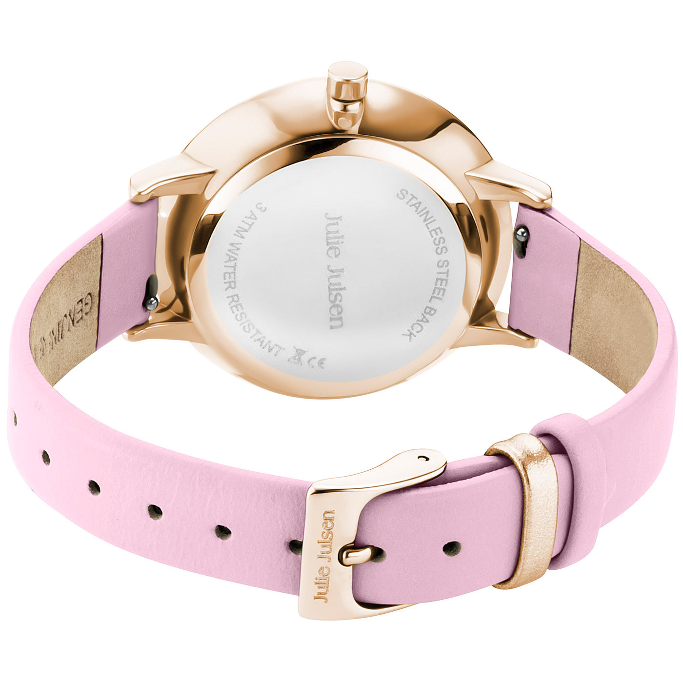 Julie Julsen Damenarmbanduhr LITTLE SECOND rosé vergoldet mit rosa Lederband 3 atm