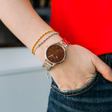 Julie Julsen Damenarmbanduhr LITTLE SECOND rosé vergoldet mit bicolor Edelstahlband 3 atm