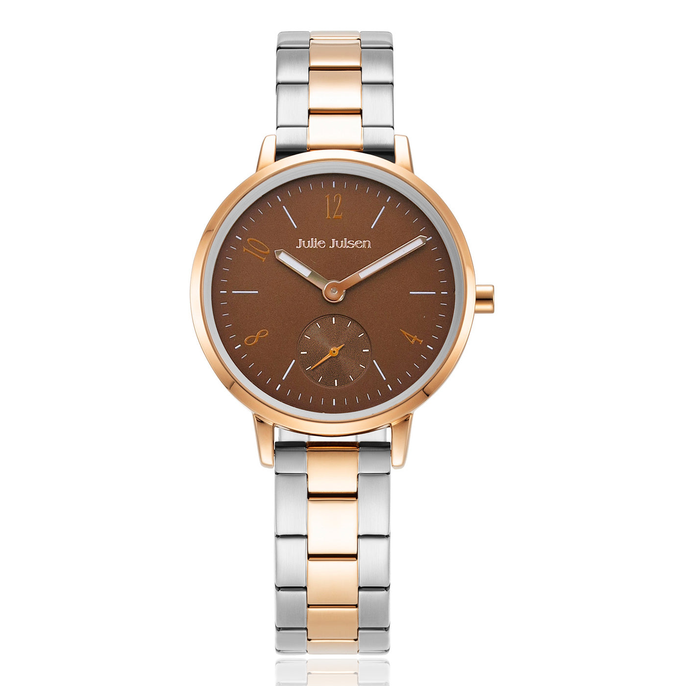 Julie Julsen Damenarmbanduhr LITTLE SECOND rosé vergoldet mit bicolor Edelstahlband 3 atm